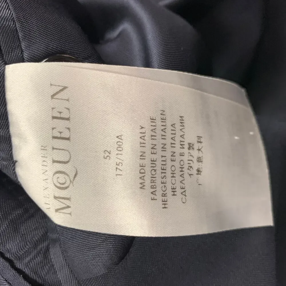 ALEXANDER MCQUEEN Size 42 Navy Wool Mohair Notch Lapel Sport Coat